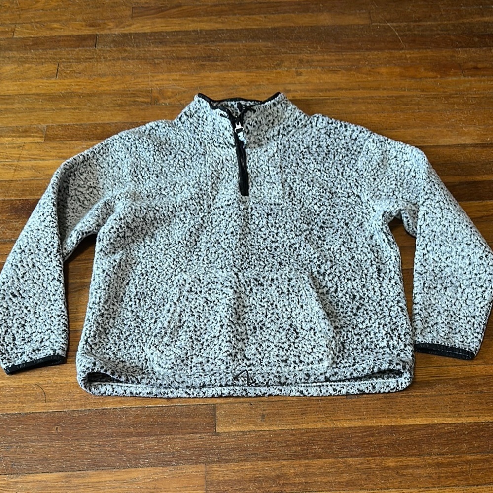 PINK Victoria's Secret Teddy Bear Style Black/Gray Partial Zip Sweater, Large